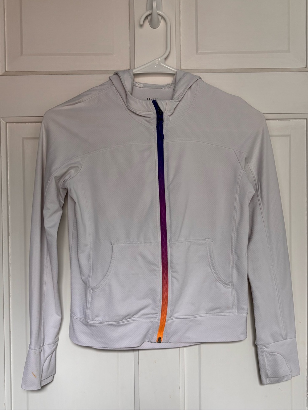Athleta Girl White Zip-Up Hoodie